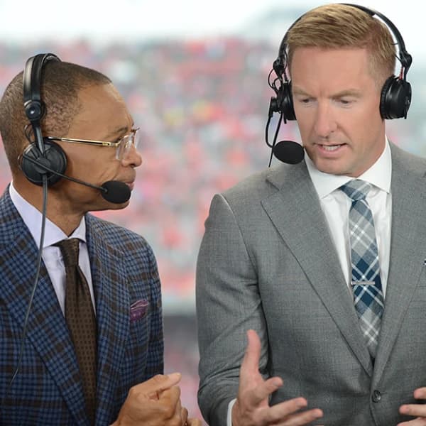 What will the announcers say during the Michigan at Texas college football game?
